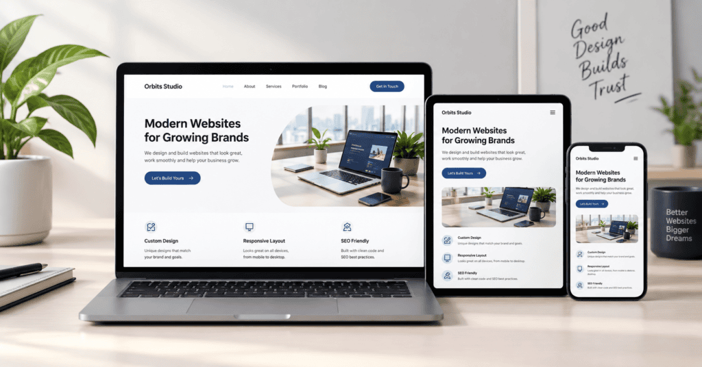 Responsive business website design for desktop tablet and mobile